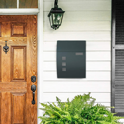 Rootz Letterbox - Wall letterbox - Lockable - Nameplate holder - Keys - Anthracite - 32 x 10 x 45 cm