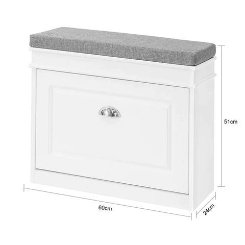 Rootz Hallway Shoe - Bench Shoe - Rack Shoe - Cabinet with Flip - drawer and Seat Cushion, 75x24x51cm