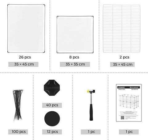 Rootz Outdoor Enclosure - Plastic Plate - Anti-slip Pad - Outdoor Enclosure - Pet Enclosure - Protective Enclosure - PP Plastic Sheet - ABS Plastic Connectors - Transparent - 143 x 73 x 91 cm (L x W x H)