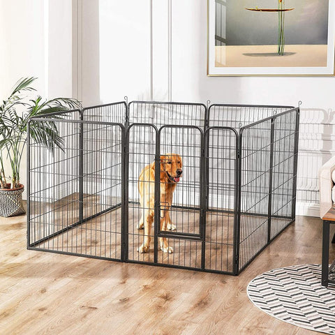 Rootz Outdoor Enclosure - Puppy Run With 8 Grid Panels - Pet Enclosure - Cat Enclosure - Dog Enclosure - Play Enclosure - Garden Enclosure - Pool Enclosure - Storage Enclosure - Iron Pipe - Grey