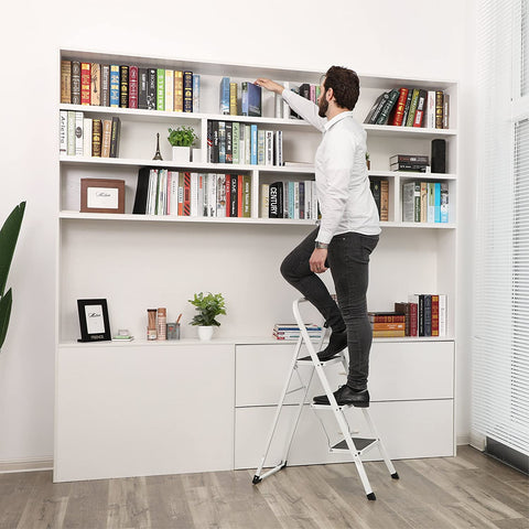 Rootz Household ladder - Household ladder with 3 steps - foldable - 150 kg load capacity