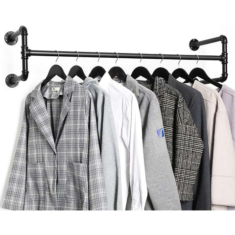 Rootz Industrial Clothes Rail on the Wall - Clothes Rack - Wardrobe - Clothes Rods - 110 x 30 x 29.3 CM