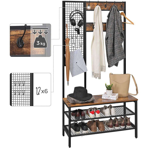 Rootz Wardrobe rack with coat rack - Shoe rack - Industrial - 97.7 x 40 x 185 cm