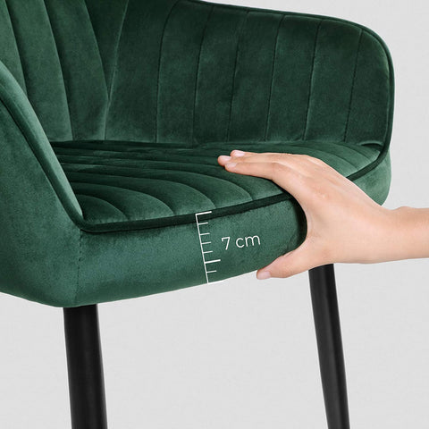 Rootz Dining Chair - Modern and Elegant Leisure Chair - Dining Chairs - Metal Legs - Green - 62.5 x 60 x 85 cm (LxWxH)