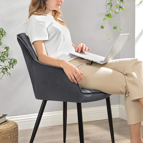 Rootz Dining Chair - Modern and Elegant Leisure Chair - Dining Chairs - Metal Legs - Green - 62.5 x 60 x 85 cm (LxWxH)