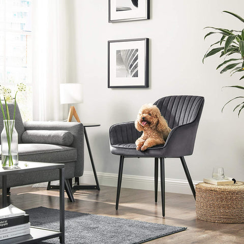 Rootz Dining Chair - Modern and Elegant Leisure Chair - Dining Chairs - Metal Legs - Green - 62.5 x 60 x 85 cm (LxWxH)